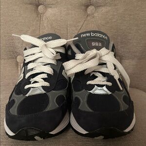 New Balance USA 992 Navy and Gray Sneakers
